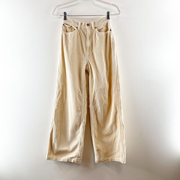 BDG High & Wide Corduroy Cotton Wide Leg Pants Cream 25 / 0 - Picture 5 of 14